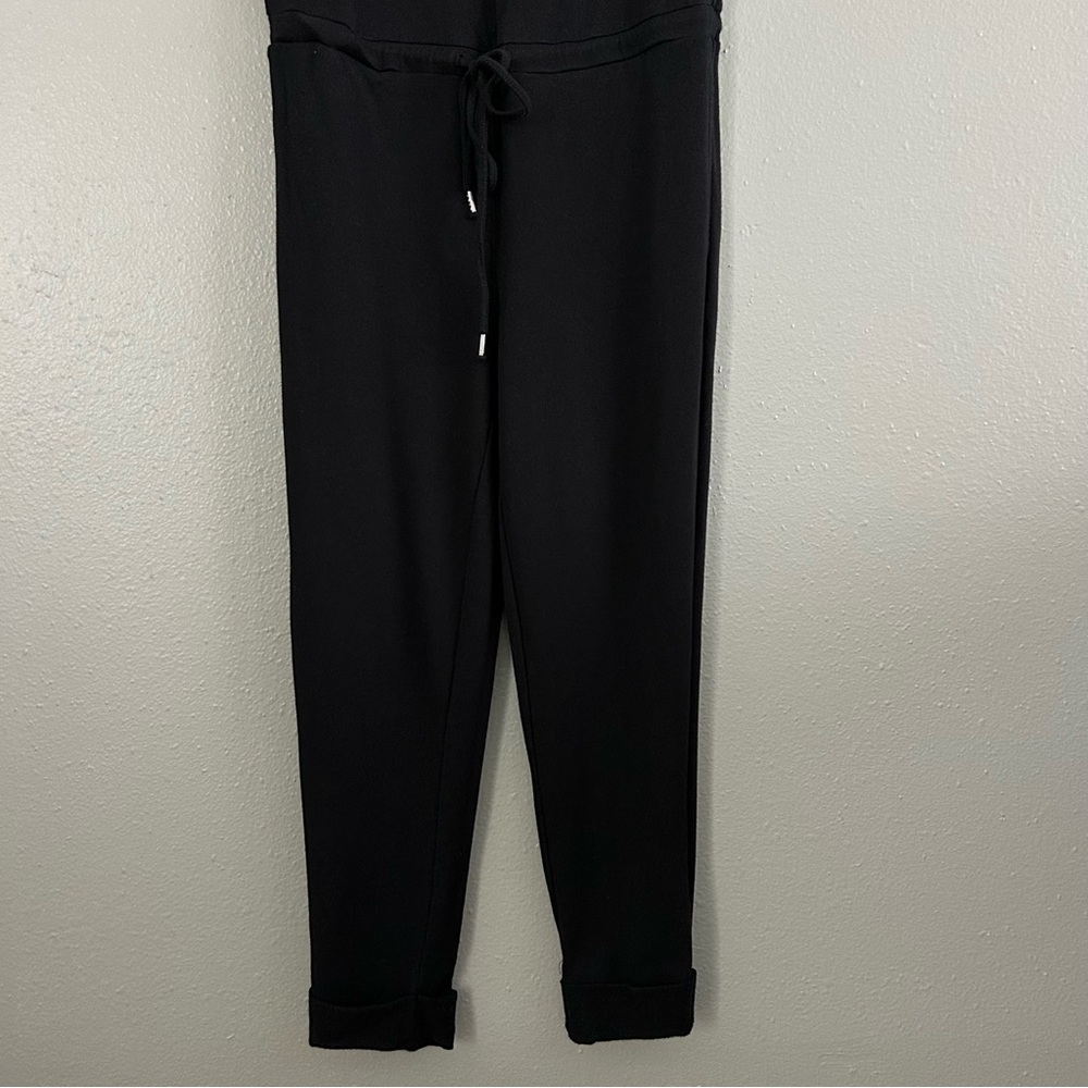 Bebe Black Silver Rhinestone Bling Spellout Logo Jumpsuit Size XS Y2K - Picture 3 of 10